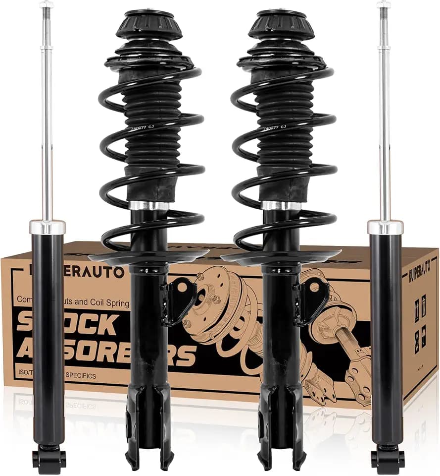 KUIPERAUTO Front + Rear Complete Struts Coil Spring Assembly 272288 272289 343442 Compatible with 2006 2007 2008 2009 2010 2011 2012 Toyota Yaris Replacement Shock Absorbers