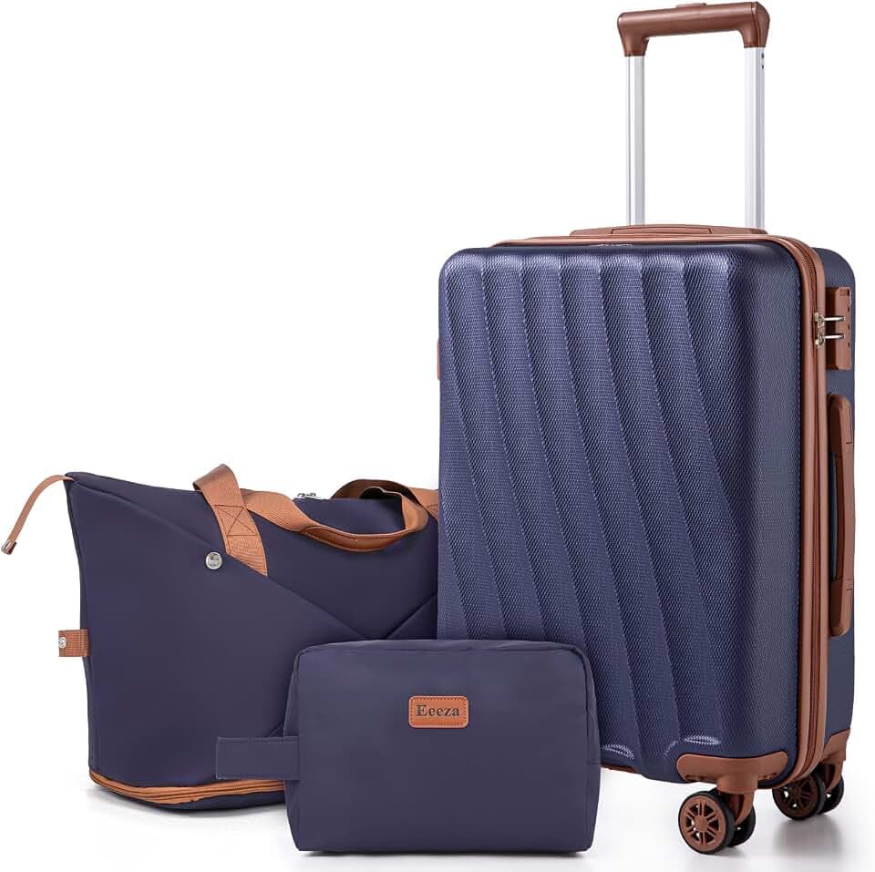 Eeeza Carry on Luggage Sets,Navy (20"/DB/TB)