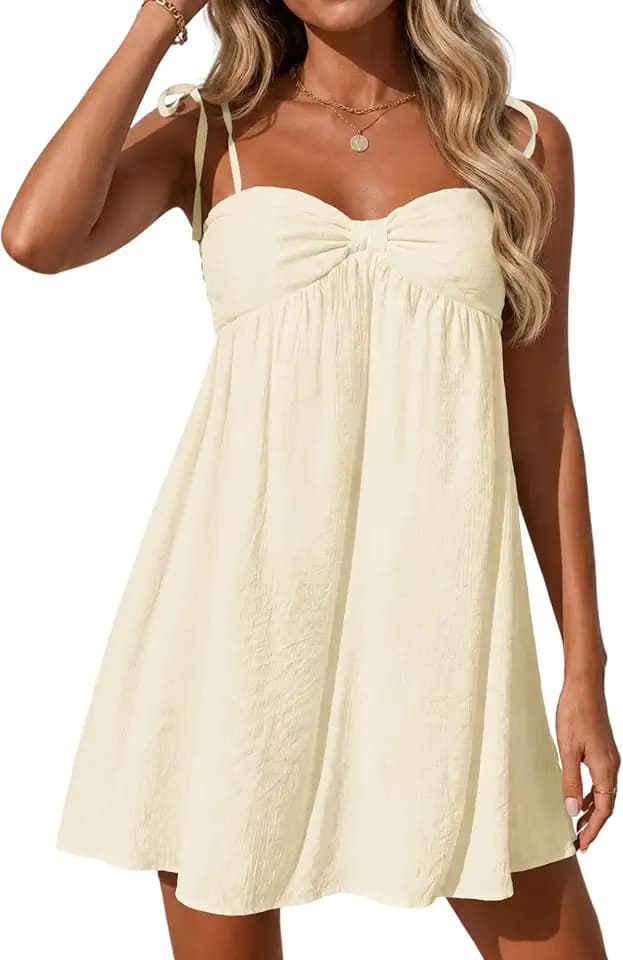 Ammiko Women's Casual Sundresses Mini Dress Short Dresses Summer Cute A Line Spaghetti Straps Sundress Party Vacation