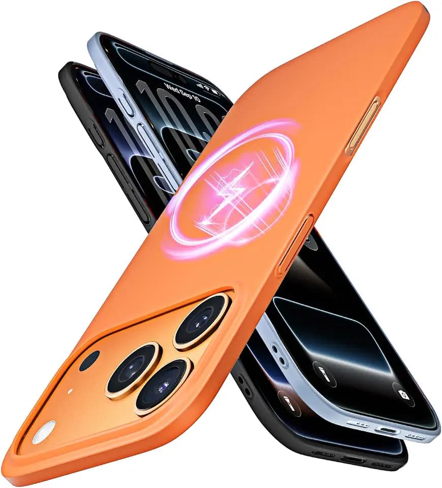 LISEN [Nackte Griff & Mehr als Schlank Ultra Dünn für iPhone 17 Pro Hülle für MagSafe Kratzfest & Verschleißfest | Anti-Fingerabdruck, Matt, Slim Fit – Cosmic Orange