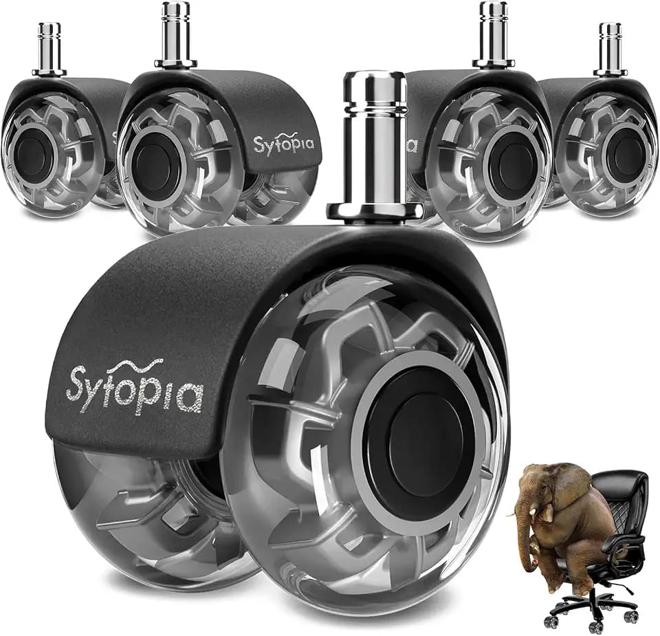 Gummi Bürostuhl Rollen, 5er Set Rollen für Bürostühle, Hartbodenrollen für Bürostuhl Stuhlrollen Ersetzen Bodenschutzmatte, Leise und Weiche Stuhlrollen mit 11x22mm (Nicht für 1KEA), Grau Glatte
