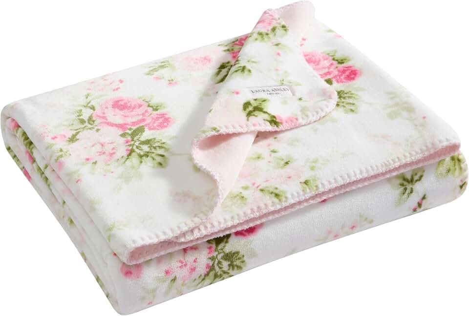 Laura Ashley - Soft Throw Blanket, Reversible Lightweight, 50 x 70