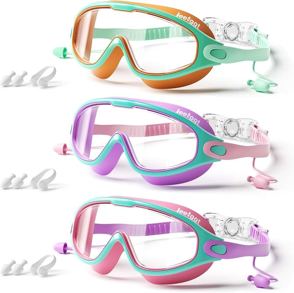Swim Goggles for Kids, Anti Fog UV Protection, Leakproof Wide ViewSwimming Goggles Youth Beginner