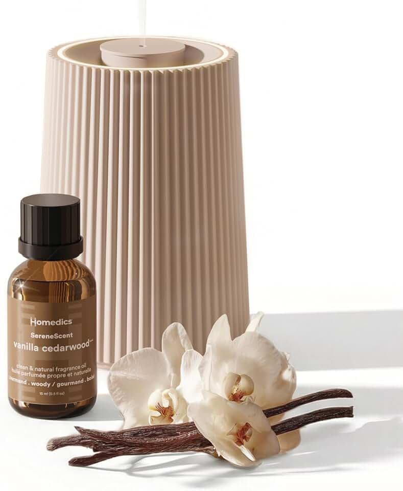 Homedics Waterless Essential Oil Diffuser with 15ml Vanilla Cedarwood Oil