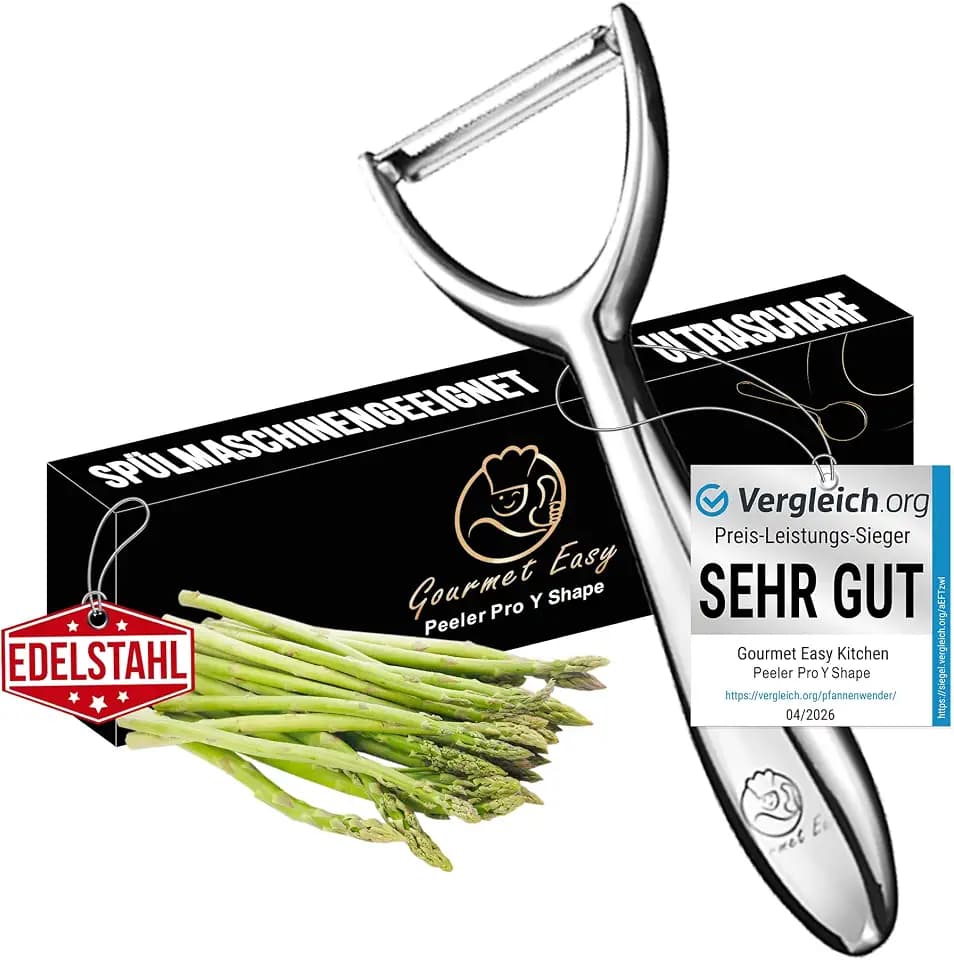 Gourmet Easy Sparschäler Y Edelstahl für Obst & Gemüse, ultrascharfe Klinge