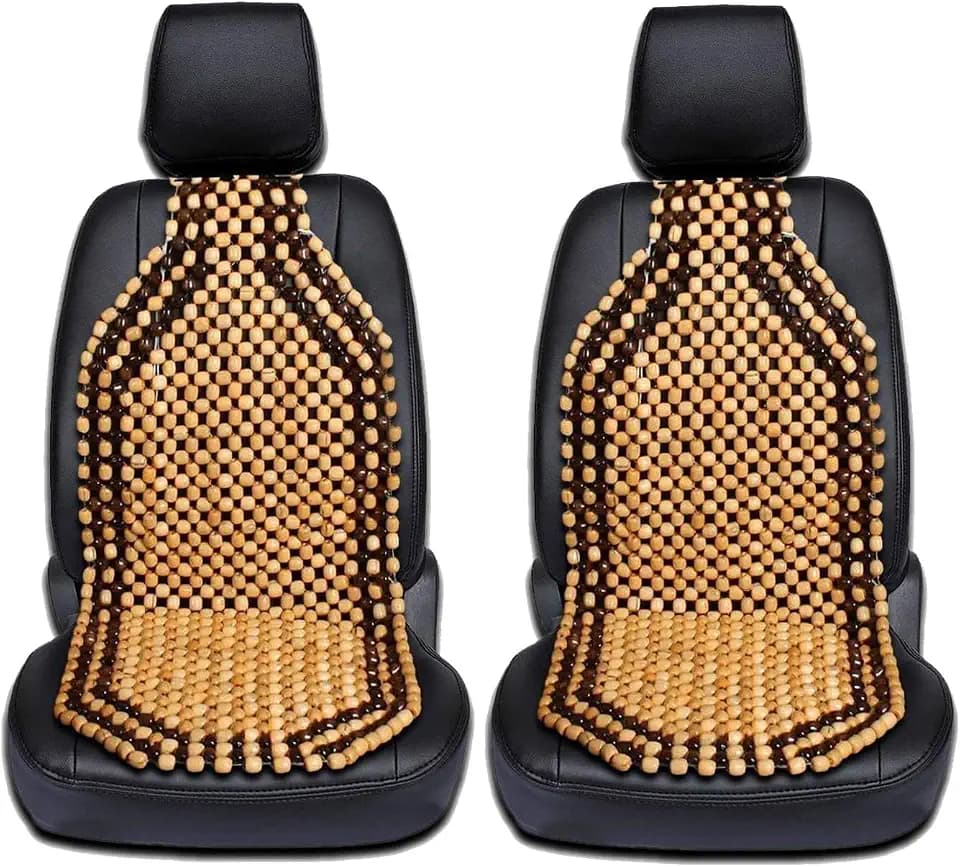 Zento Seat Beads Bead Seat Covers for Cars 2 Pieces of Natural Wooden Beads Back Massage Cushion, Bamboo Seat for Comfort in Your Travel Experience Cover Seats for Cars Beaded Car Seat