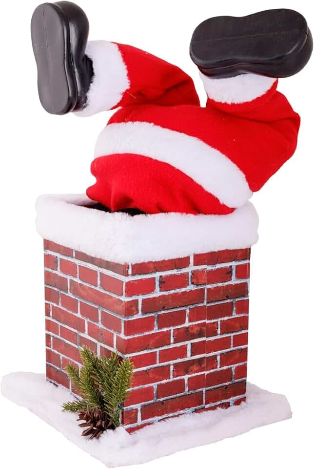 Cosy Home Weihnachtsmann im Kamin bewegt Seine Beine, Rot, 2, 4 x 24 x 44 cm, excl 3 AA-Batterien