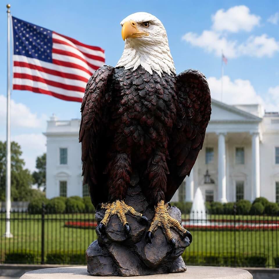 Lefedrasticity Bald Eagle Statue Outdoor Large American Patriotic Eagle Statue for Garden Yard Hand Painted Resin Eagles Sculpture for Patio Lawn Backyard Front Porch