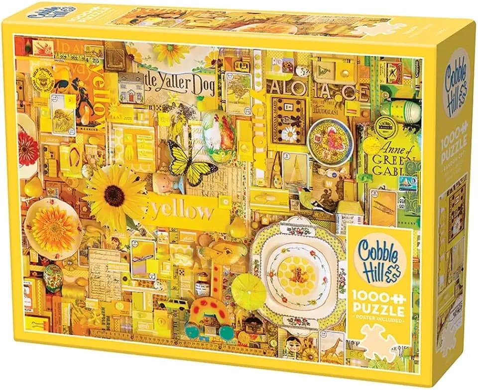 Cobble Hill 1000 Piece Puzzle - Rainbow Collection: Yellow - Sample Poster Included