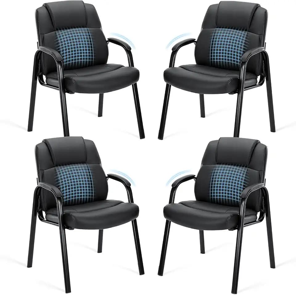 OLIXIS Office Waiting Room Chairs Set of 4, Stationary Side Guest Chair