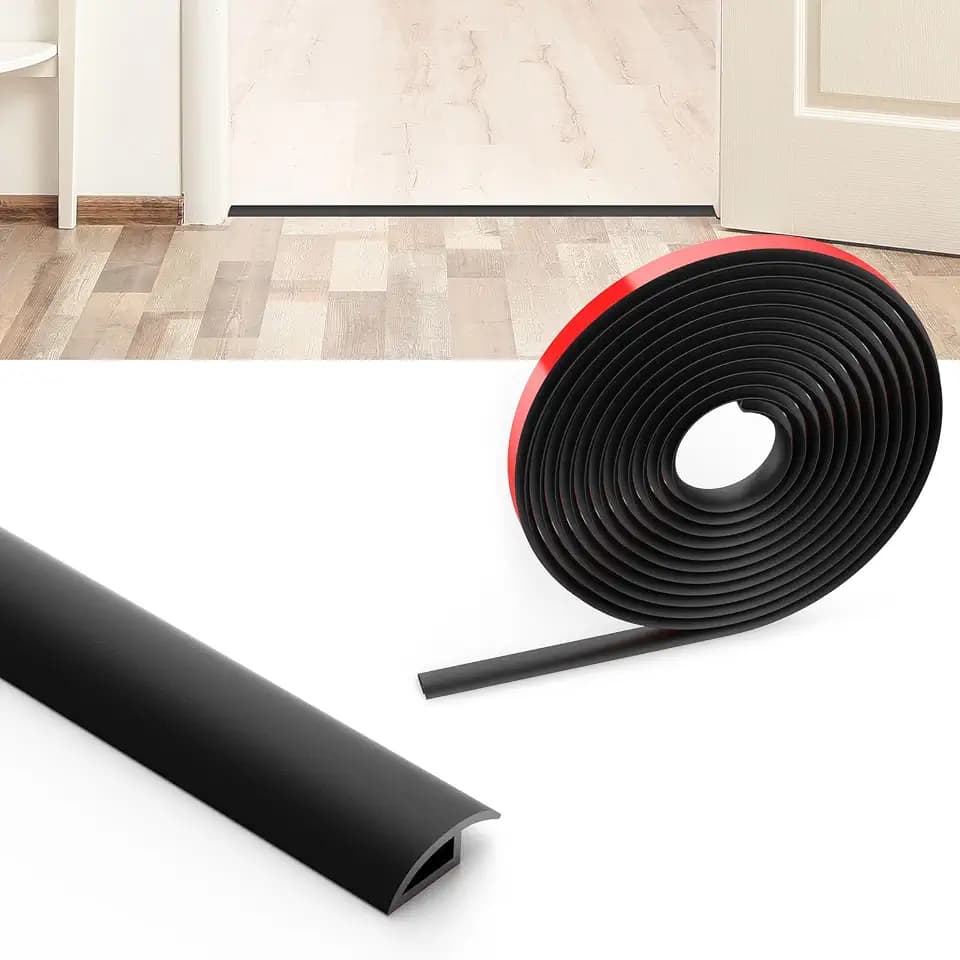 Flintronic Übergangsprofil Selbstklebend, 3m x 3.5cm PVC Boden-Leiste, Übergangsleiste Boden, Übergangsschiene ohne Bohren, Abdeckleiste für Fliesen, Holz, Laminat, Höhenausgleich 10mm(Schwarz)