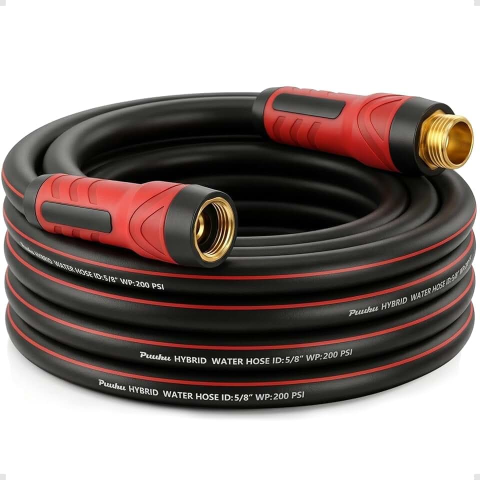 Garden Hose 25ft x 5/8", NON-EXPANDABLE Heavy Duty Premium Flexible Hose