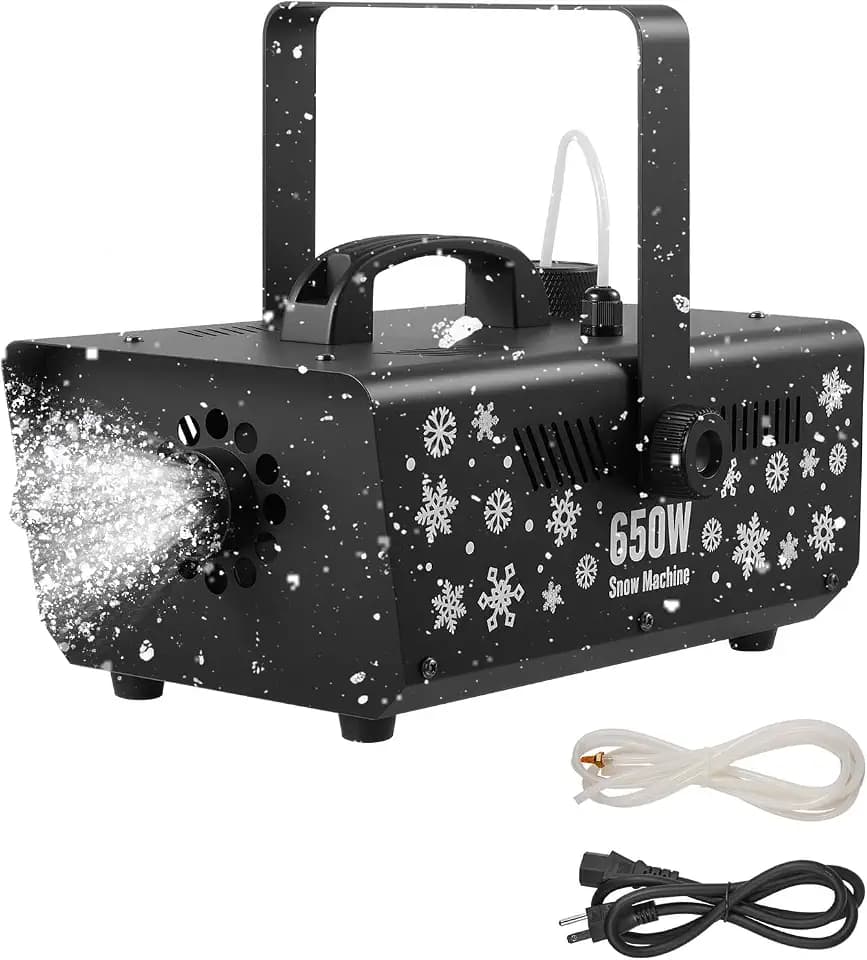 VEVOR Snow Machine, 650W Handheld/Hanging Fake Snow Maker, Snowmaking Machine with Portable Handle, Outdoor & Indoor Artificial Snowflake Maker for DJ Stage Parties Christmas Decor