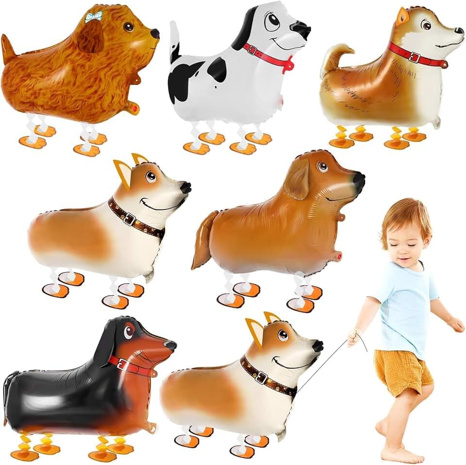 6 Pcs Walking Dog Balloons, Walking Animal Balloons for Kids, Dog Mylar Balloons for Animal Dogs Theme Birthday Party Decor