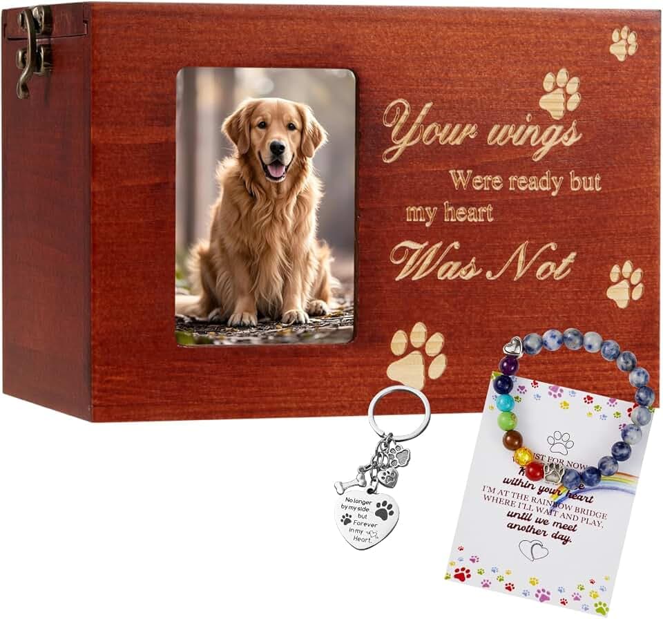 Wood Pet Urns for Dog or Cat Ashes Sets, Pet Cremation Urns