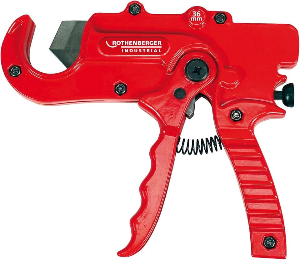 ROTHENBERGER Industrial Kunststoffrohrabschneider Ø 0–36 mm, Rohrschneider für Kunststoff- & Mehrschicht-Verbundrohre, für Sanitär & Heizung, rostfreie Stahlklinge, mit automatischem Klingenzurückzug