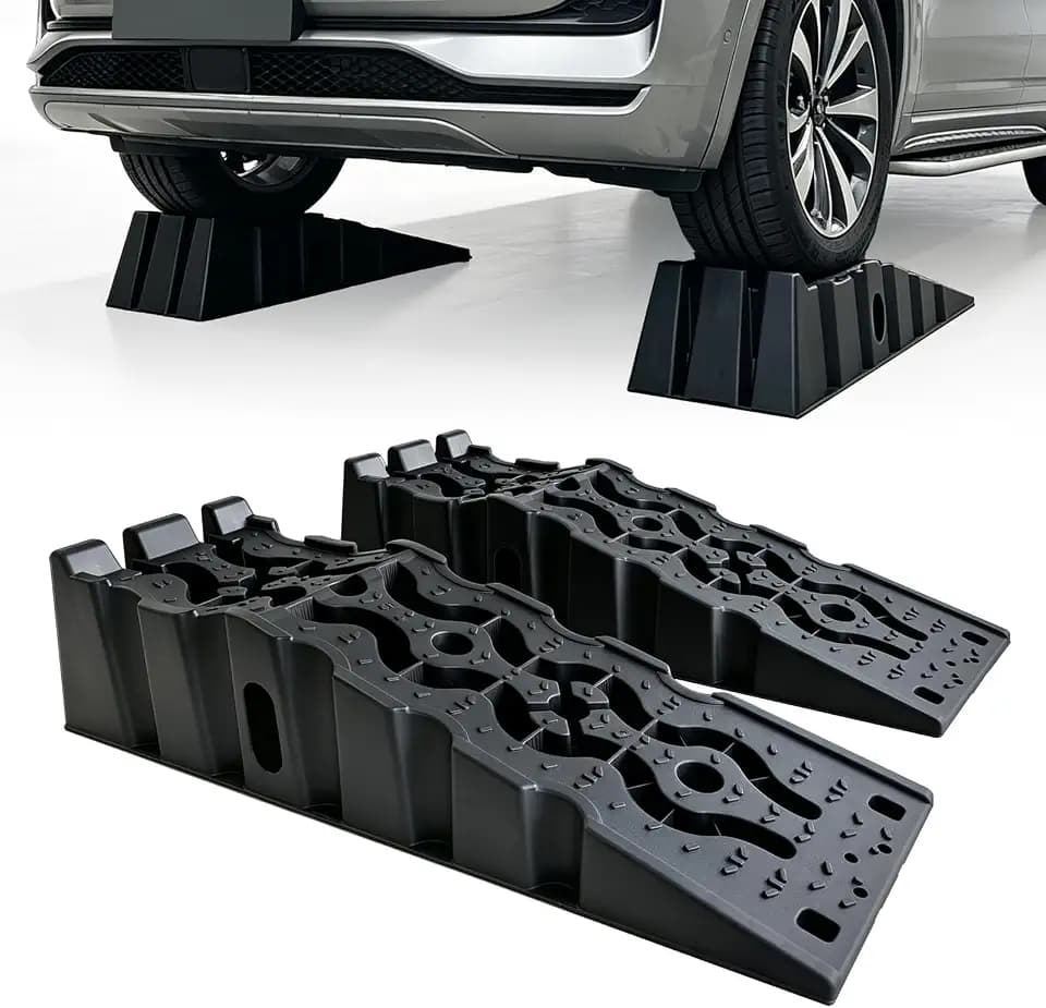 HOXWELL 8" Oil Change Ramp, Plastic Car Ramps with Anti-Slip Tread and Rubber Feet, Heavy Duty with 20000LBS GVW, Heavy Duty Car Ramps, Ramp for Chassis Repair and Cleaning, 2 Sets