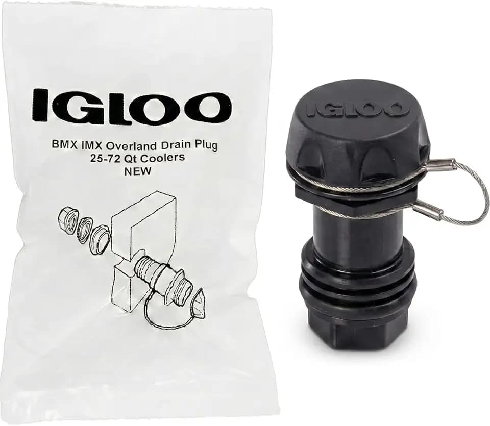 Igloo Drain Plug with Stainless Steel Tether for BMX, Overland, and IMX 25-72 Qt Coolers
