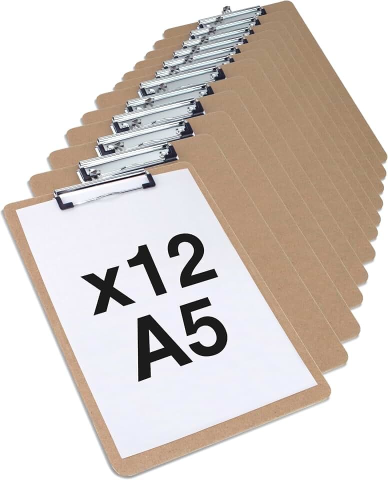 Rapesco 1608 Business Pack: 12 Hartfaser Klemmbrett, A5, Braun