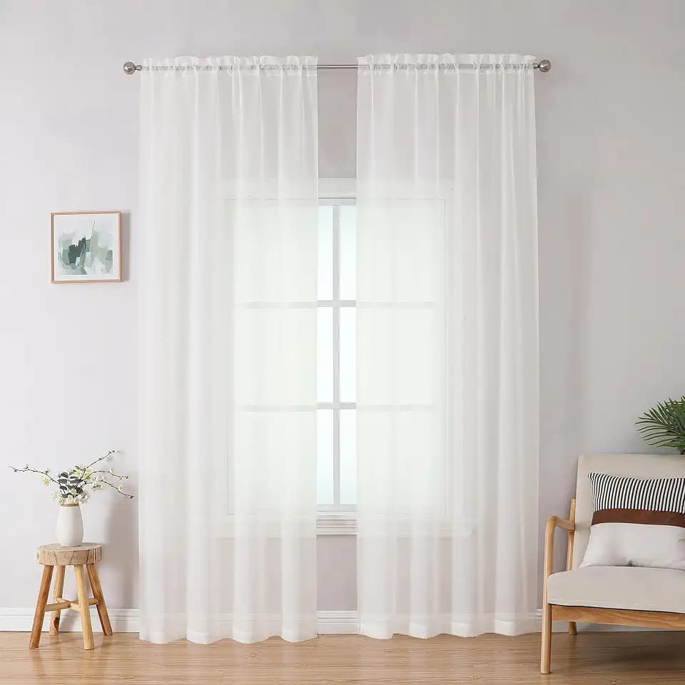Simplebrand Ivory Sheer Curtains 84 Inches Long 2 Panels for Living Room