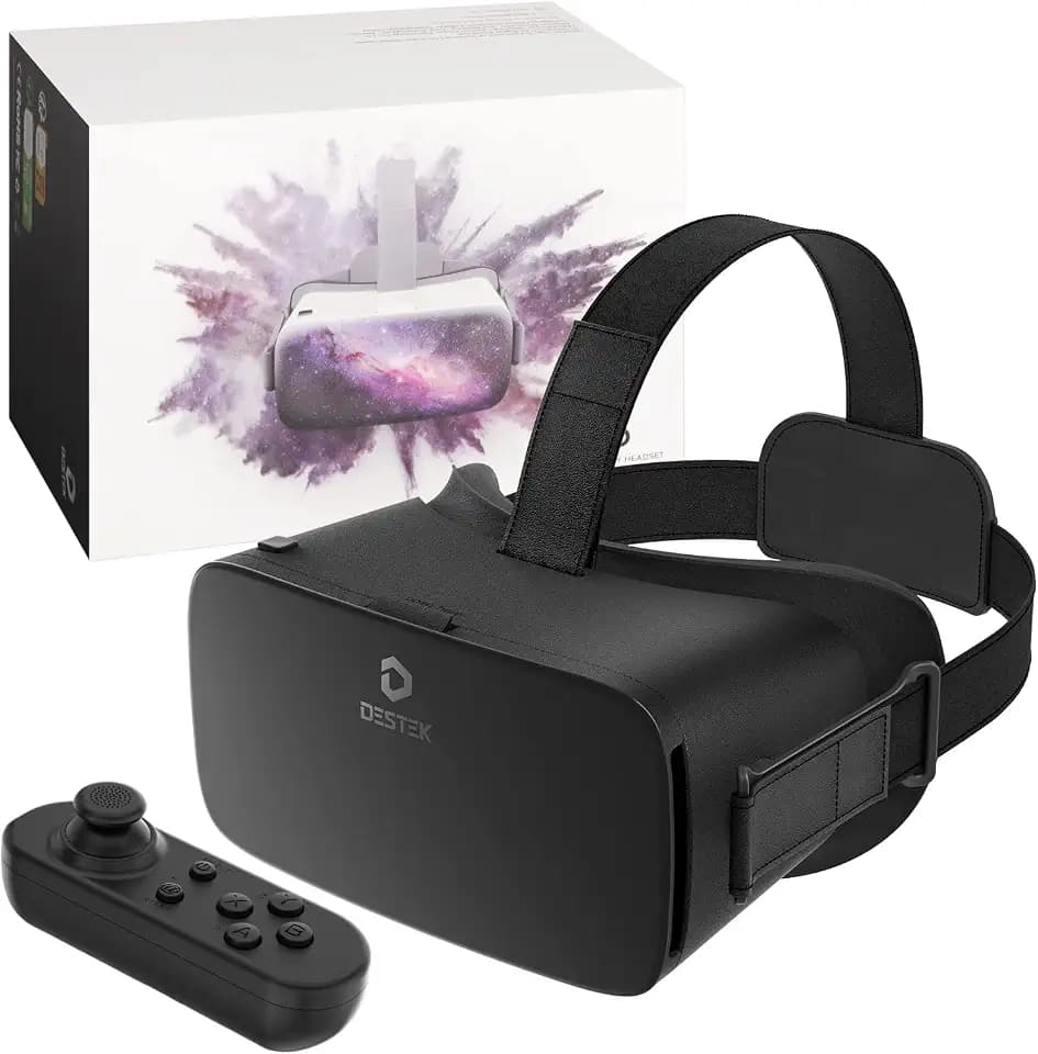 DESTEK V5 VR Headset with 50000+ VR Movies – Fits All Smartphone Sizes