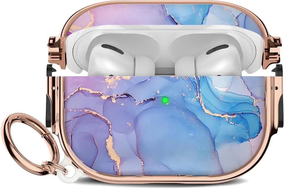 Maxjoy for Cute Airpods Pro 2 case with Safety Lock, Compatible Airpods Pro Case 2nd/1st Gen, for AirPods Case Coverfor Women Girly with Keychain-Blue