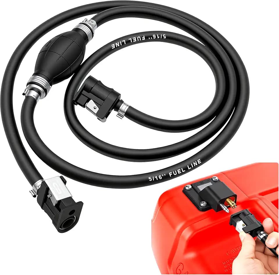 smseace 5/16 Inch (8mm) Outboard Fuel Line Primer Bulb Assembly kit for Marine Boat Fuel Tank 6.88Ft Hand Fuel line Assembly for Marine，Boat Fuel Tank Black