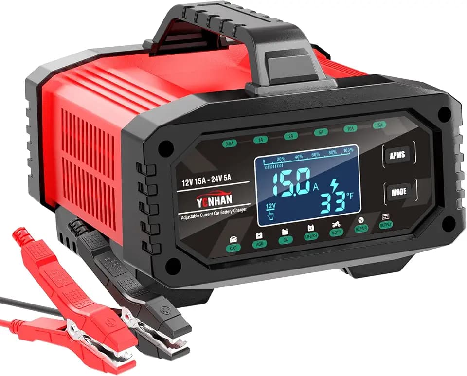 YONHAN Battery Charger 0-15A 12V/24V Adjustable Current