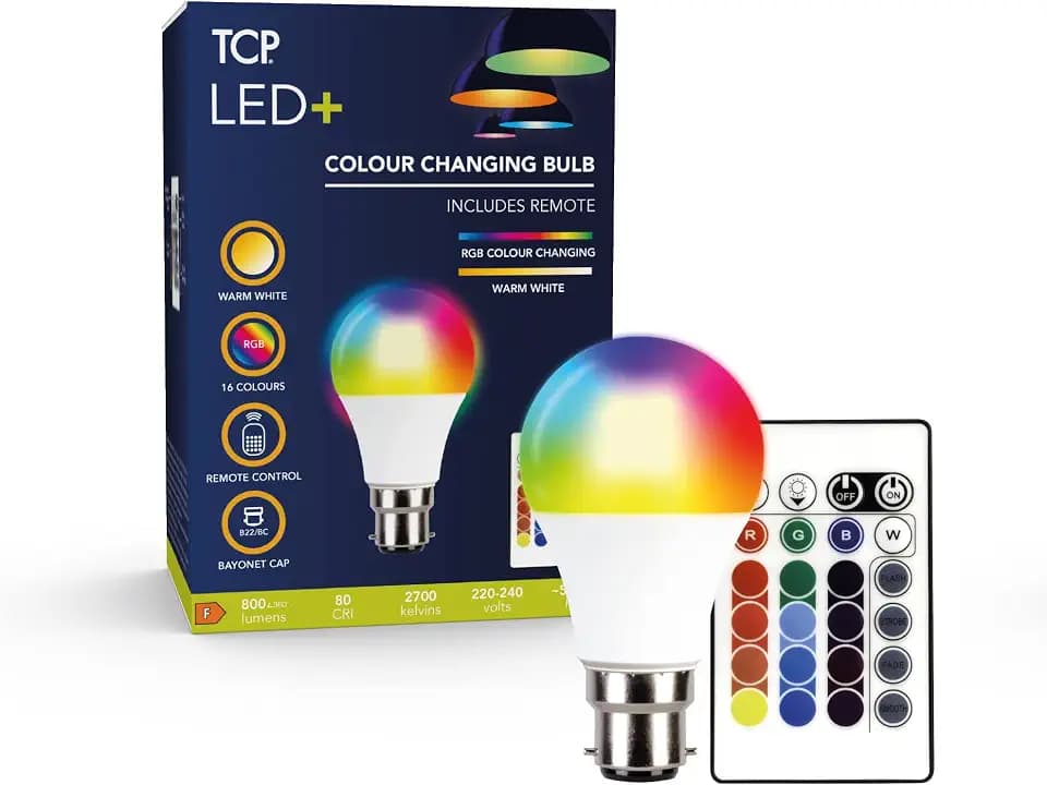 TCP 3,5 W 300 lm Fernbedienung LED Smart Lampe BC/B22, plastik, b22, Multi