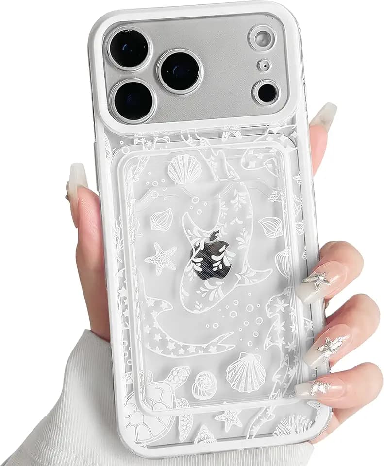 NITITOP for iPhone 17 Pro Case Cute Clear Sea Animal - White Turtle
