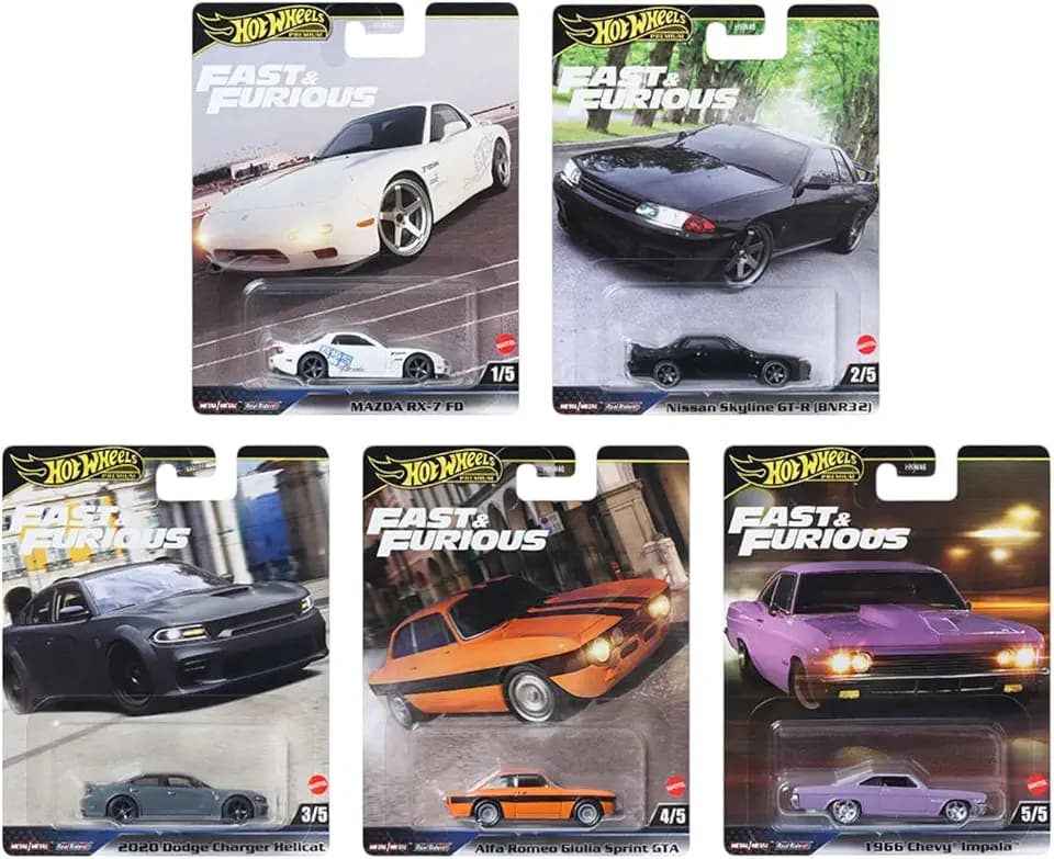 Hot Wheels Fast & Furious Die-Cast Cars Collection, Set of 5, HNW-956K