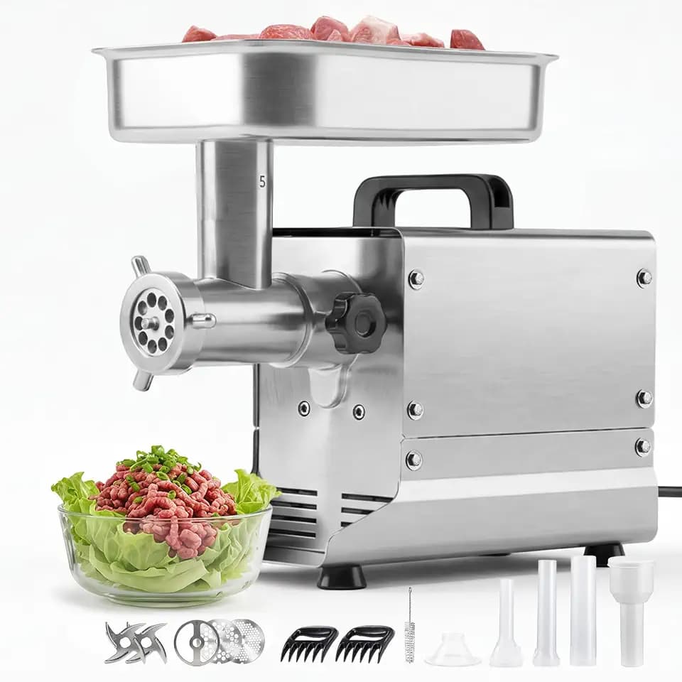 VEVOR Commercial Meat Grinder, 5 Lbs/Min Capacity, #5 Electric Meat Mincer with 3 Plates, 3 Sausage Stuffing Tubes, 350W/0.5HP Stainless Steel Sausage Maker for Home Kitchens & Restaurants, ETL Listed