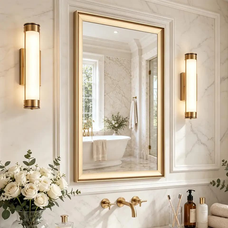 24x36 Inch Brushed Gold Bathroom Mirrors for Over Sink