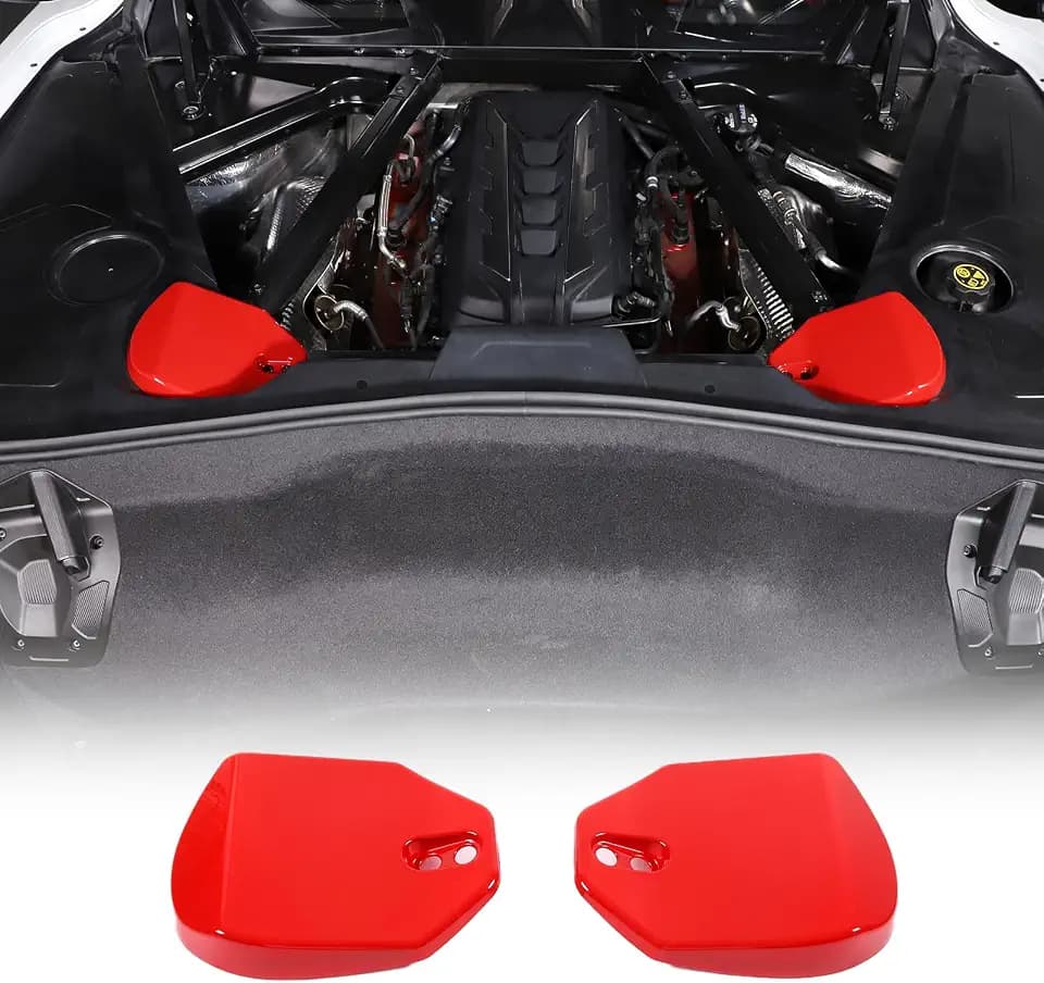 Daeiclru Rear Strut Tower Covers Compatible with Chevrolet Corvette C8 2020-2026, ABS Shock Absorbing Tower Cover, Engine Bay Shock Protection Panel Cover Trim (Red)