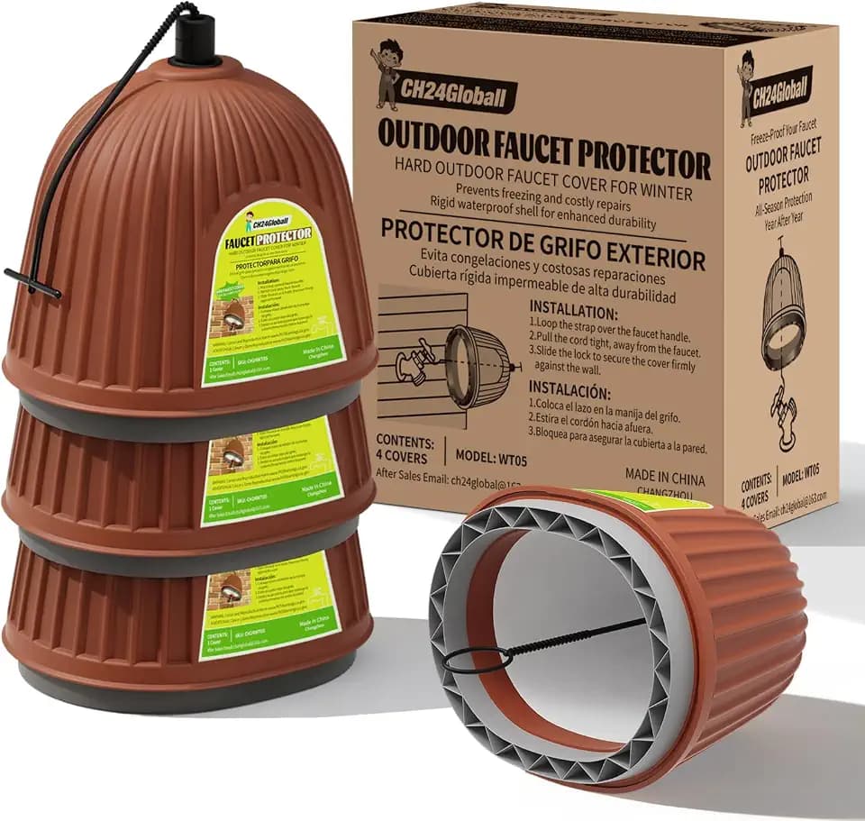 4-Pack Hose Bib Covers for Winter, Triple-Layer Foam & Reinforced Shell