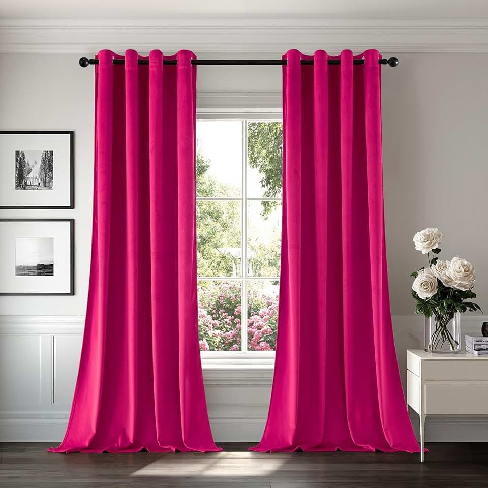 MIULEE Samtvorhang mit Ösen, Vorhänge Blickdicht 140x225 cm Beerenfarbe 2er