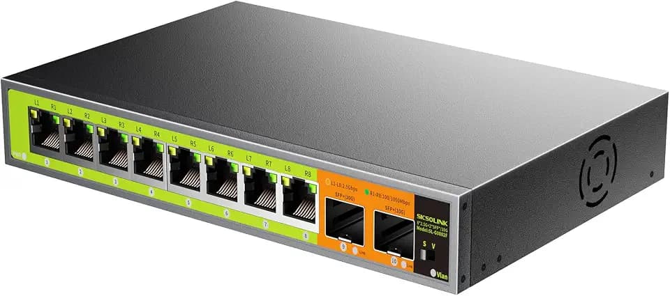 10-Port Multi-Gigabit Unmanaged Switch, 8x2.5G +2x10G SFP+
