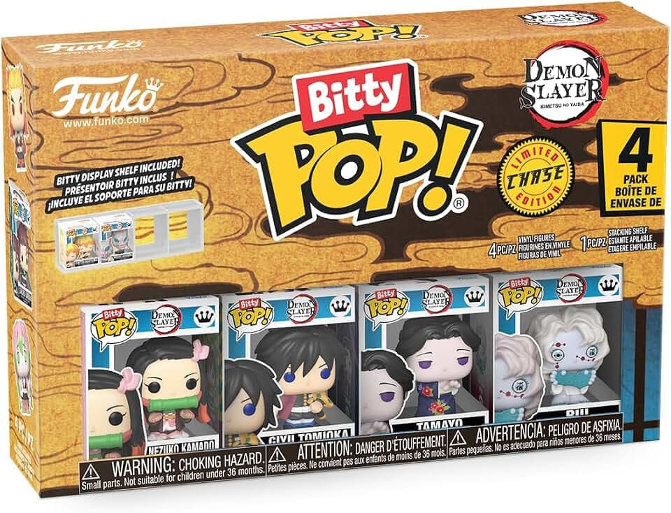 Funko Bitty POP! 4 Pack: Demon Slayer - Nezuko Kamado, Giyu Tomioka, Tamayo, Mystery Mini Figure - Styles May Vary - 0,9 Zoll (2,2 cm) Sammelbar - Stapelbares Display-Regal enthalten - Geschenkidee