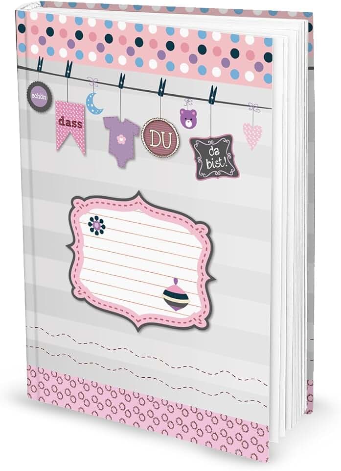 Logbuch-Verlag Großes Baby Kinder Tagebuch Schön dass Du da bist rosa Geschenk Geburt Geburtstag DIN A4 blanko