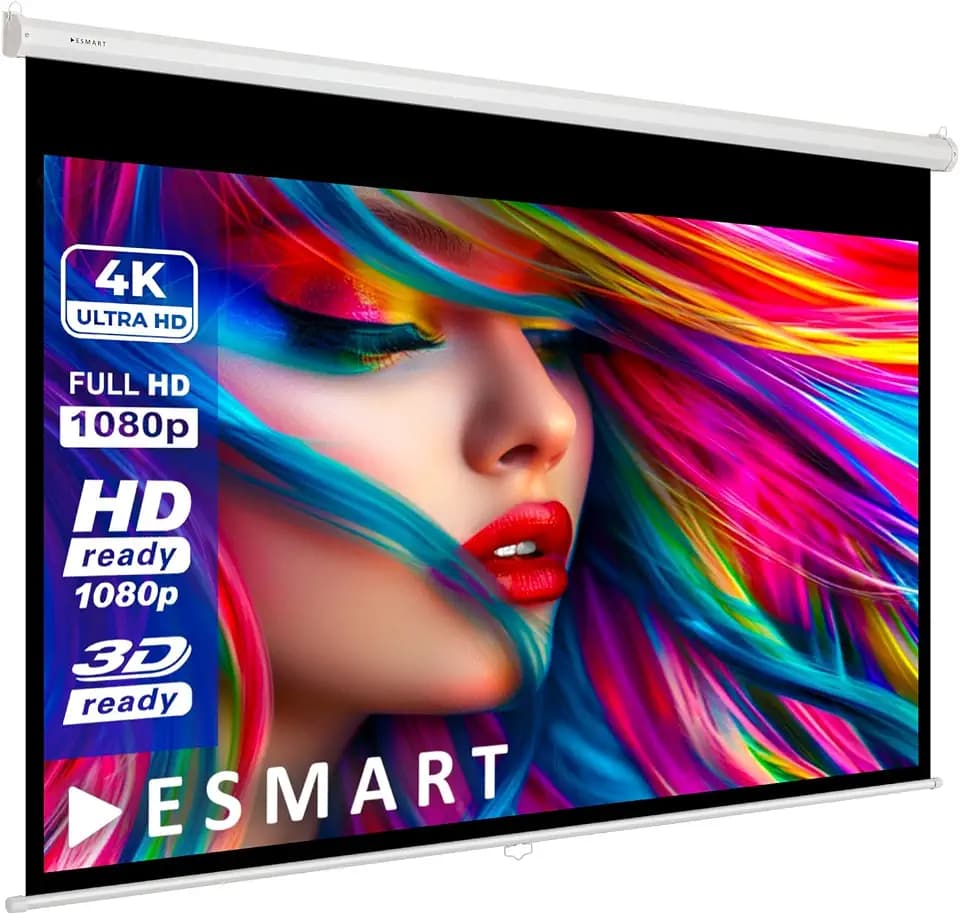 ESMART Economy EXR Rollo-Leinwand [Größenauswahl] 200 x 113 cm (90") | Format 16:9 | Heimkino Beamer Projektionsleinwand Rollo Leinwand LCD LED