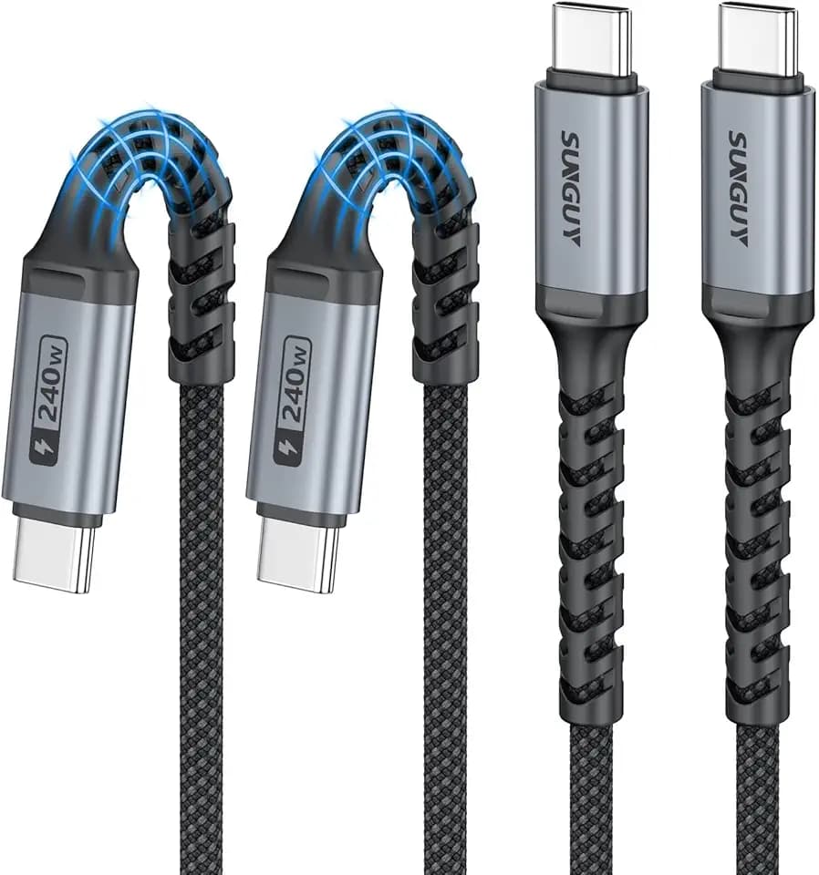 SUNGUY 240W C to C Cable Fast Charging, [2-Pack, 3FT] USBC to USBC Cable