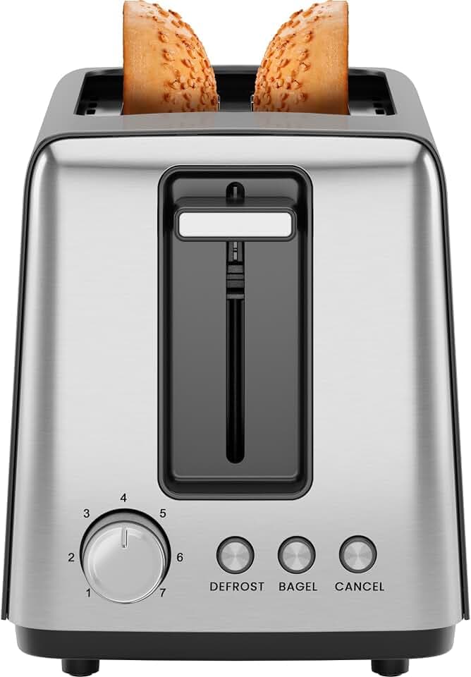 Chefman 2 Slice Toaster, 7 Shade Settings, Removable Crumb Tray, Thick Bread and Bagel Toaster with Defrost and Cancel Buttons – Black