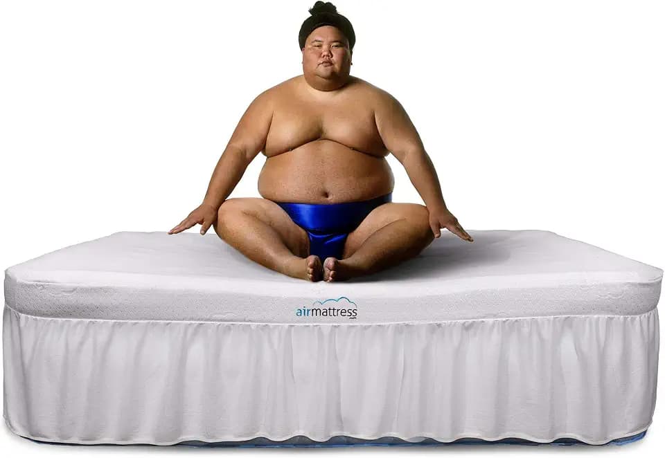 Air Mattress King Size - Best Choice Raised Inflatable Bed with Fitted Sheet and Bed Skirt - Built-in High Capacity Airbed Pump