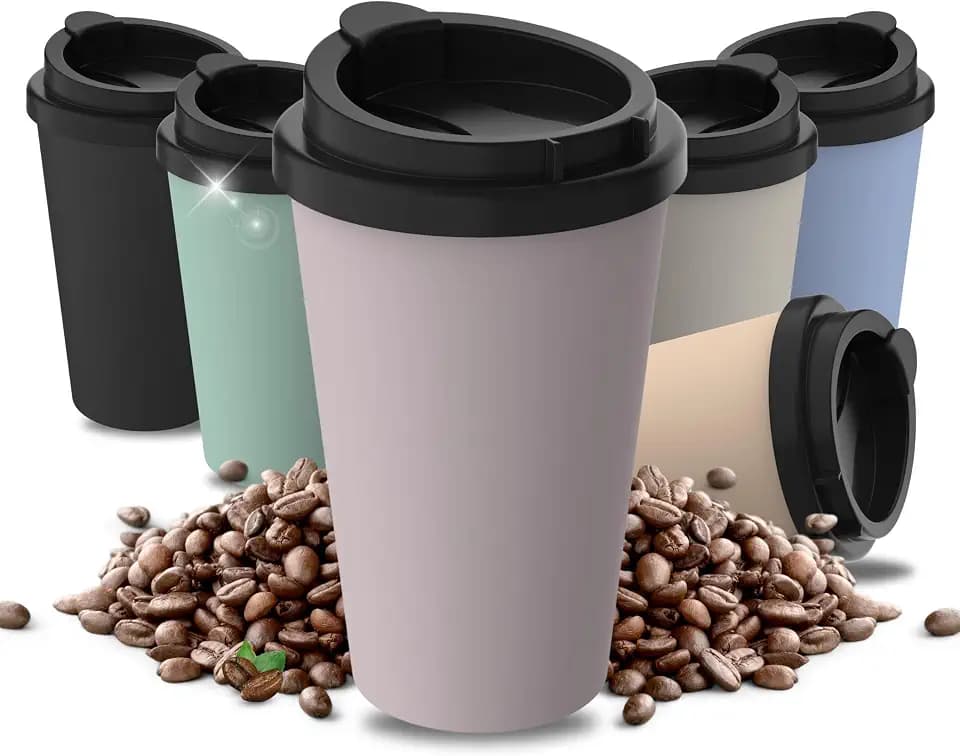 Thermobecher 350 ml mit Deckel - Kunststoff Trinkbecher to go in Flieder