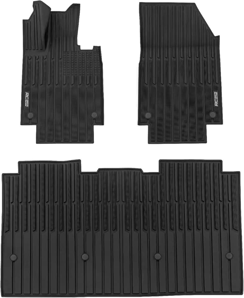 Rough Country Flex-Fit All Weather Floor Mats for Tesla Cybertruck (2024-2025) - Non-Slip TPE Rubber Mat, Waterproof, Front & Rear Set