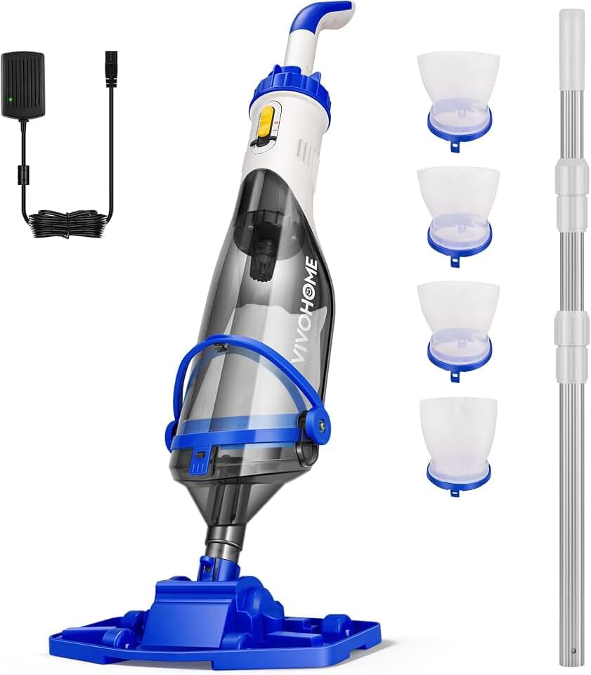 VIVOHOME Kabelloser Poolsauger mit 4 Feinfilter 60 Minuten Laufzeit