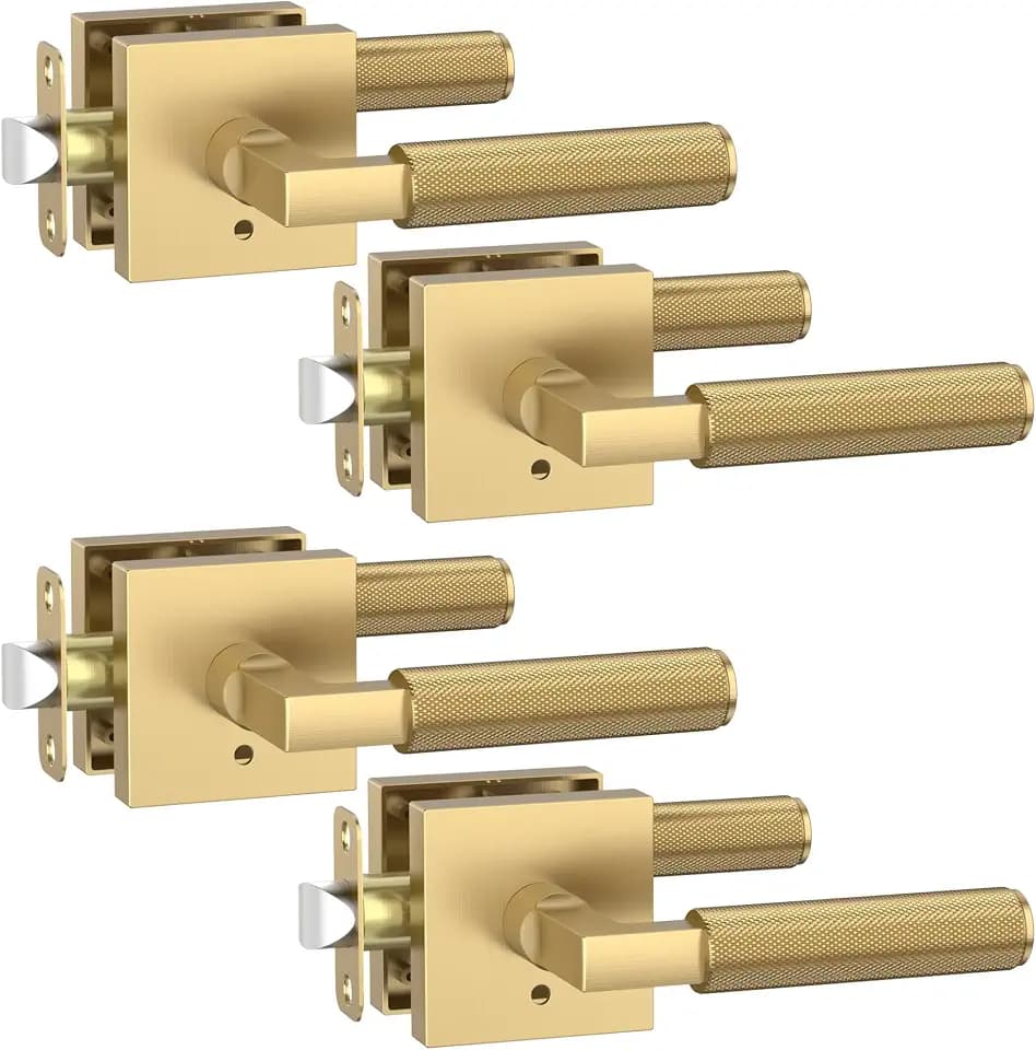 Asidrama 4 Pack Champagne Bronze Privacy Interior Door Handles