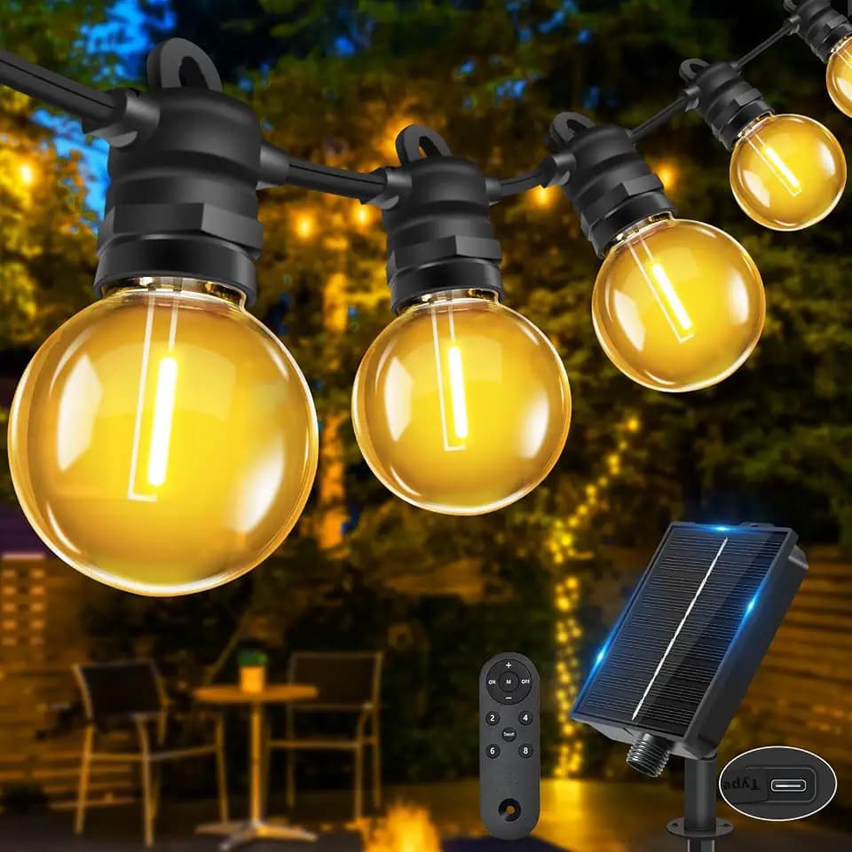 Lichterkette Außen Solar, 6M LED G40 Glühbirnen Solar Lichterkette Outdoor