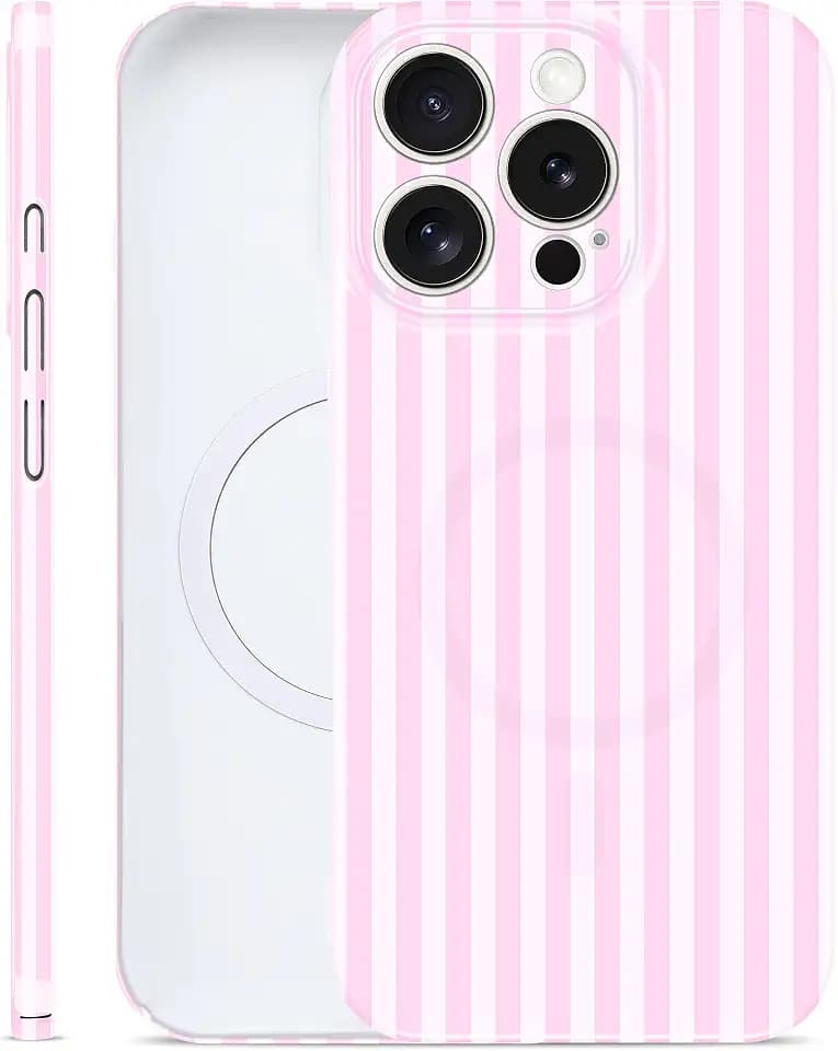 Magnetic Striped Slim Phone Case for iPhone 13 Pro Max, Pink