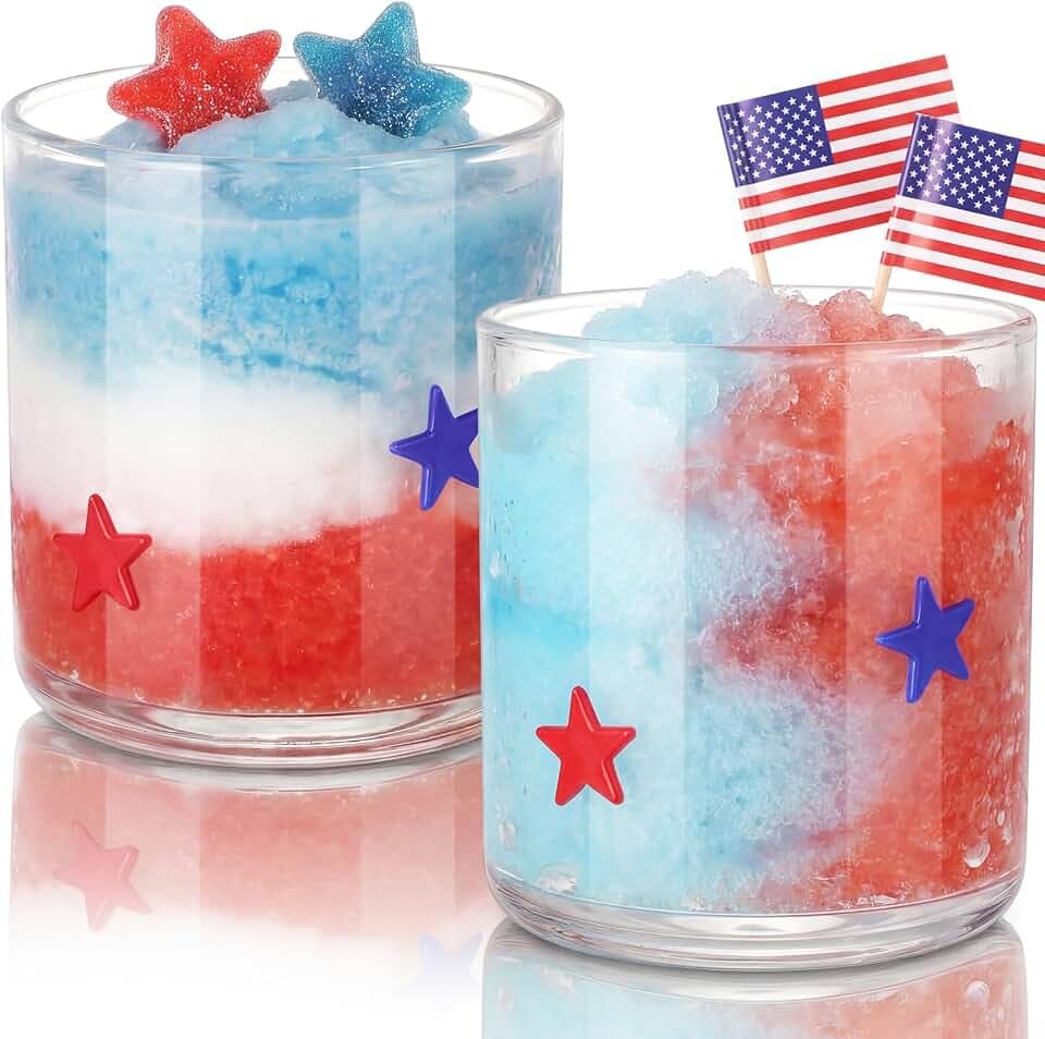 Skylety 2 Pcs 4th of July Icon Juice Glass 14oz Patriotic Juice Glasses 250 Anniversary Hostess Gift for Women Girls Independence Day Birthday Bridal Shower Gifts
